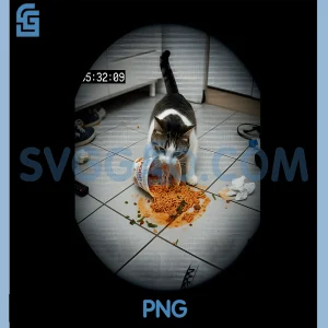 Funny Cat Eating Noodles Scene PNG, Cat Cute PNG