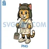 Funny Cat Holding a Full PNG, Cup of Coffee and Litter Box Scoop PNG