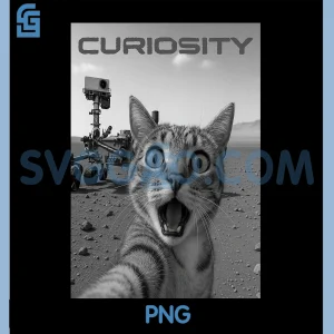 Funny Cat Selfie Meme on Mars PNG, Curiosity Pun for Space Lovers PNG