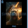 Funny Cat Selfie with Dinosaur PNG, Meteor Apocalypse PNG