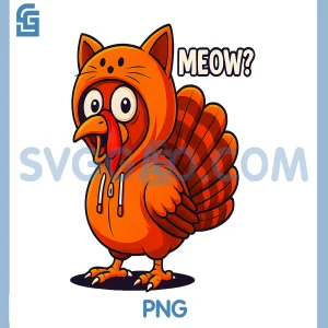 Funny cat Thanksgiving PNG, Meow Turkey PNG