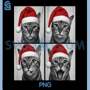 Funny Christmas Bengal PNG, Cat Santa Photo Booth PNG