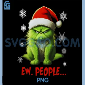 Funny Christmas Cat Ew People PNG, Meowy Cat Lovers Santa Hat PNG
