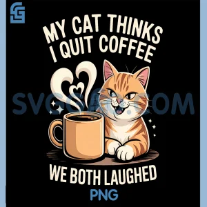 Funny Coffee Cat Meme PNG, Retro Latte Espresso Vibe PNG