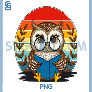 Funny Cute Owl PNG, Reading a Book Teacher PNG, Owl Reads Book PNG