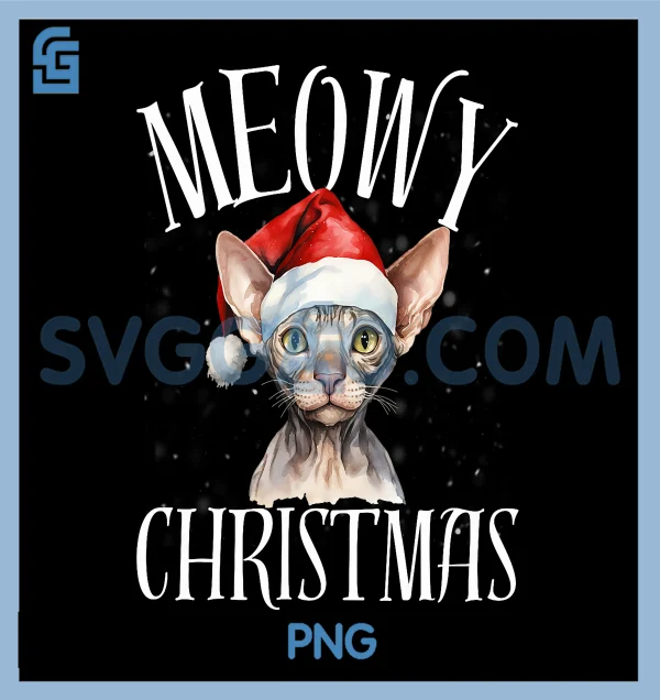 Funny Meowy Christmas PNG, Sphynx Cat Merry Xmas PNG, Holiday Party PNG ...