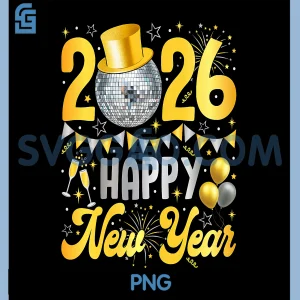 Happy New Year Party 2026 PNG, Balloon Family Matching PNG