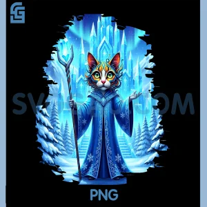 Ice Wizard Cat PNG, Fantasy Design PNG