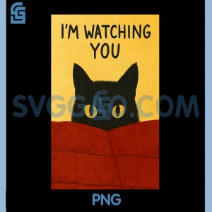 Im Watching You PNG, Funny Balck Cat Watching PNG