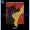 Japanese Horror Anime PNG, Funny Vintage Cat Bite The Foot PNG
