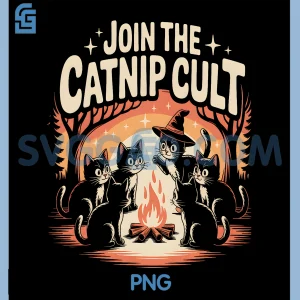 Join The Catnip Cult PNG, Witchy Cat Humor PNG