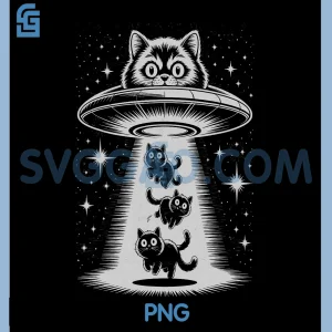 Kawaii Alien Cat UFO PNG, Abduction Pawsitively Adopt Shelter PNG