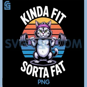 Kinda Fit Sorta Fat PNG, Cat for Gym Goers Workout Animal PNG