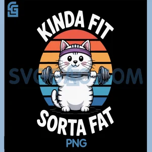 Kinda Fit Sorta Fat PNG, Cat Gym Addict PNG, Weightlifting Animals PNG