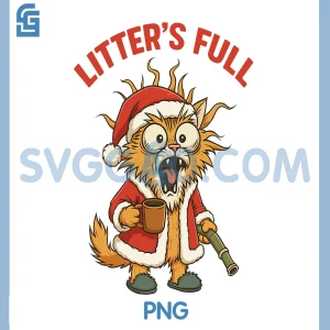 Litters Full PNG, Cat Christmas Tired PNG, Litter&rsquo;s Full Cat PNG