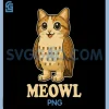 Meowl Funny PNG, Meow Cat Owl PNG, Brainrot Meme Gaming PNG