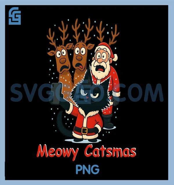 Meowy Catsmas PNG, Cats Christmas Funny Holiday Cat PNG – SVGGAO