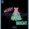 Merry & Bright Floral Preppy PNG, Christmas Tree Bow Holiday PNG
