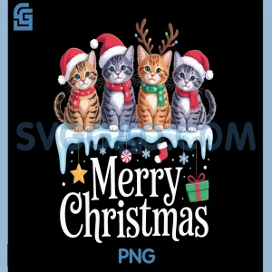 Merry Christmas PNG, Cat Lovers Festive PNG, Cats Holiday Spirit PNG