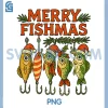 Merry Fishmas PNG, Funny Vintage Fishing Christmas PNG