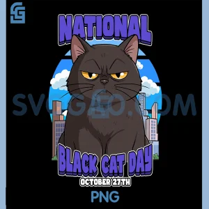 National Cat Day October 27th PNG, Celebrate Black Kittens PNG