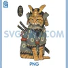 Neko Samurai Cat Biting Fish PNG, Funny Cat Japanese General Art PNG