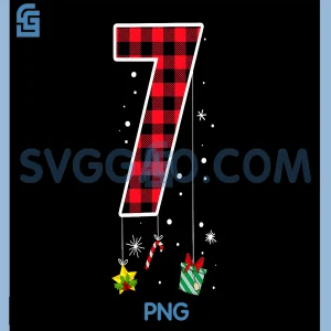 Number 7 Funny Meme PNG, Saying 6 7 Six Seven Christmas Red Plaid PNG