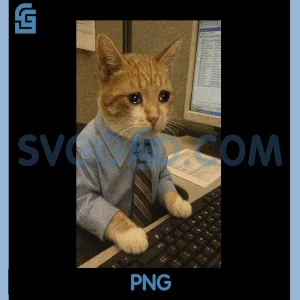 Office Cat Crying Meme PNG, I Hate Mondays PNG