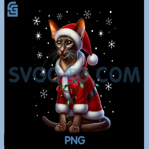 Oriental Shorthair Santa PNG, Claus Oriental Shorthair Cat PNG
