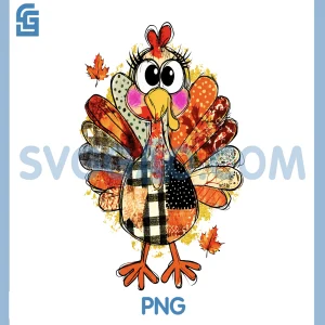 Patchwork Turkey Gobble PNG, Thanksgiving Fall Autumn PNG