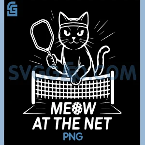 Pickleball Cat PNG, Meow At The Net PNG