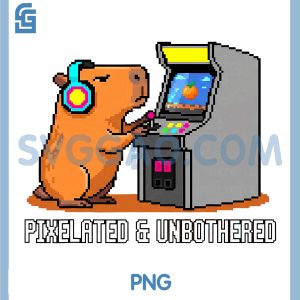 Pixelated Unbothered Capybara PNG, Retro Gaming Gamer PNG