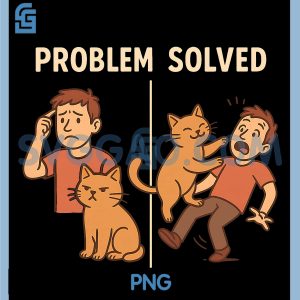 Problem Solved Funny PNG, Cat Meme Gaming Design PNG