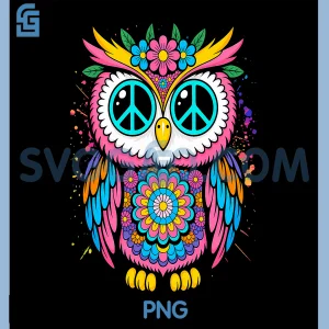Psychedelic Peace Owl PNG, Love Colorful Harmony PNG, Unity Positivity PNG