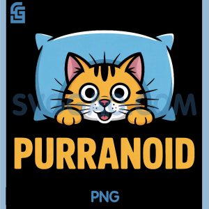 Purranoid Cat PNG, Peeking Pillow Fun PNG