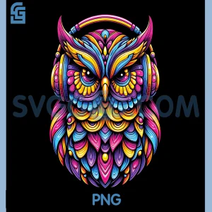 Rave Rainbow Owl PNG, House EDM Festival PNG, Raver Animal EDC Rave PNG
