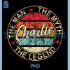 Retro Charlie The Man PNG, The Myth The PNG, Legend First Name PNG