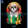 Retro Christmas Shih Tzu PNG, XMas Ornaments PNG