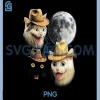 Retro Cowboy Cat PNG, Trio Under Full Moon Meme PNG
