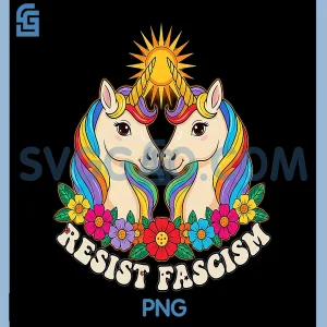 Retro Groovy Rainbow Unicorn PNG, Resist Fascism Freedom Protest PNG