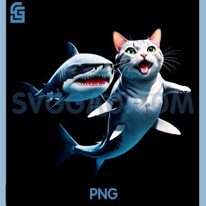 Shark Cat Funny Meme PNG, Animal Lover Mashup PNG