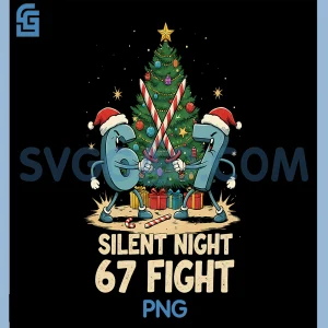 Silent Night 67 Fight PNG, Funny Christmas PNG