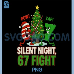 Silent Night 67 Fight Funny PNG, Christmas PNG