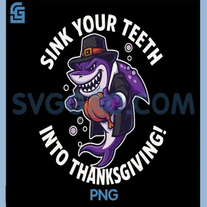 Sink Your Teeth into Thanksgiving PNG, Funny Shark Turkey Fall PNG