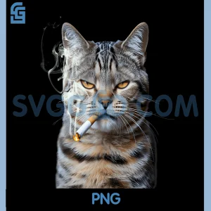 Smoking Cat PNG, Cigarette Kitty Meme PNG, Generation Z Animal Pet PNG