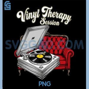 Vinyl Therapy Session PNG, Retro Record Player Music Lover PNG
