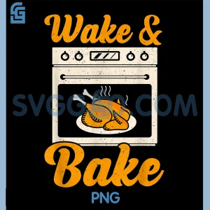 Wake Bake Turkey PNG, Feast Meal Dinner Chef Funny Thanksgiving PNG