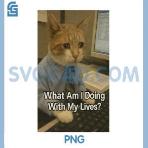 What Am I Doing with My Lives PNG, Cat Funny PNG