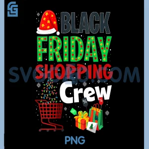Friday Shopping Crew PNG, Christmas Lights Black Shopping Family PNG