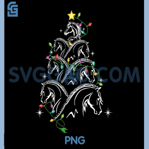 Xmas Lighting Horse PNG, Christmas Tree PNG